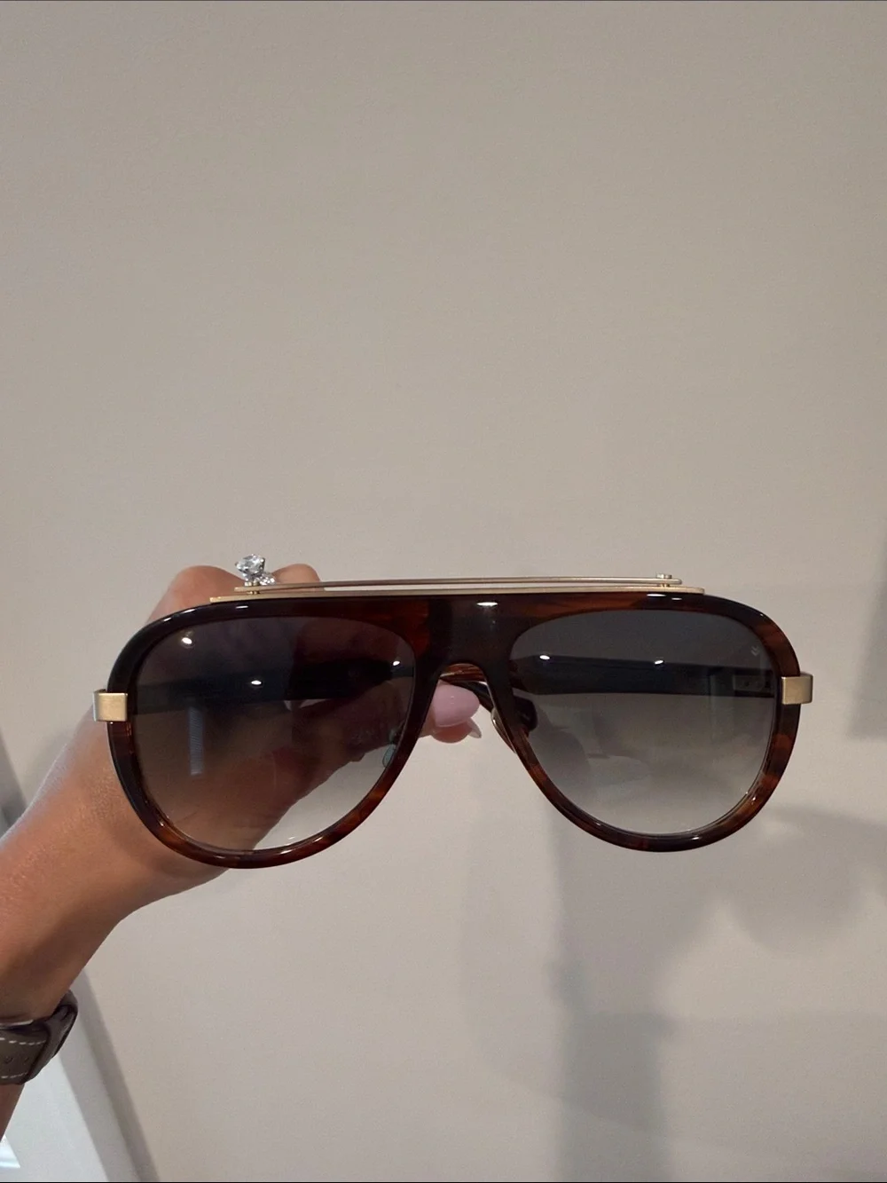 John Varvatos Tortoise Shell Aviator Sunglasses - Brown Gradient Lenses